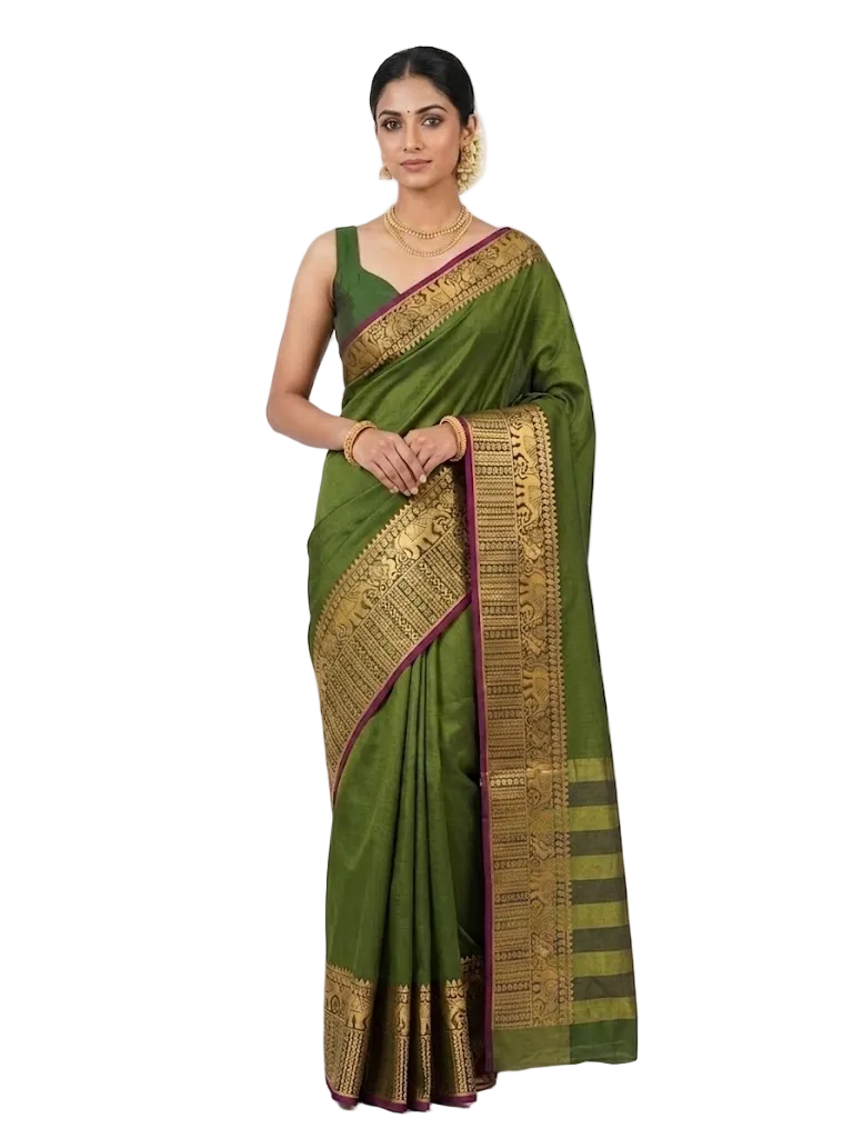 Narayanapet Silk Plain Saree – Banarasi Soft Silk  Style with Rich Pallu & Blouse