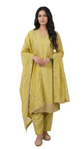 Mul Chanderi Embroidered 3-Piece Suit Set yellow