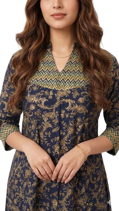 2-Piece Printed Kurti Set navy