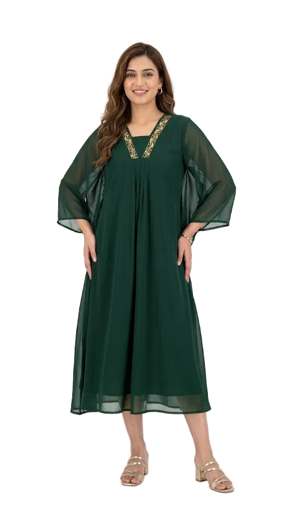 georgette kaftan kurti green
