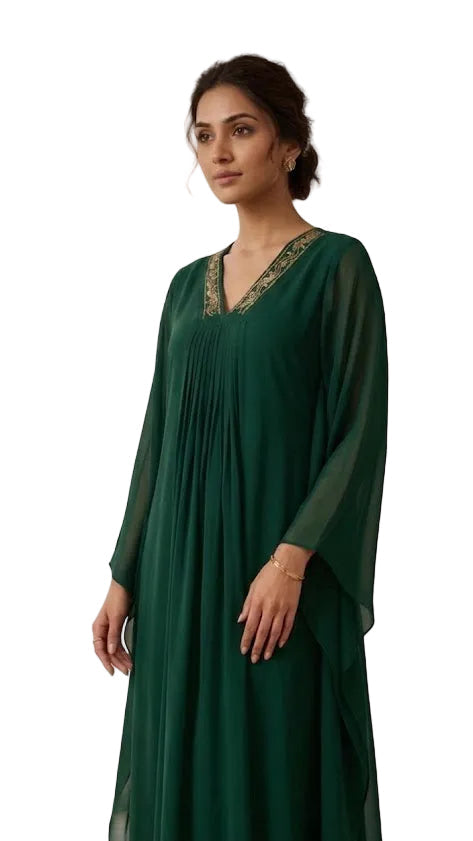georgette kaftan kurti green