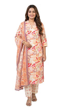 3-Piece Pure Cotton Printed Kurta Set peach