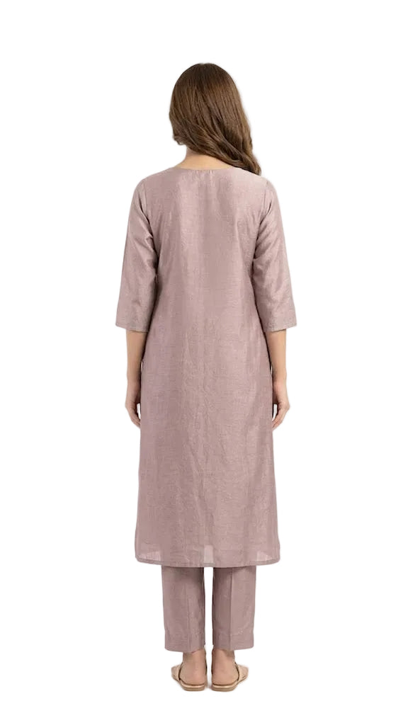 Elegant Vichitra Silk A line Kurti with Hand Beadwork