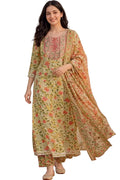 Floral Printed Cotton Anarkali Set with Dupatta – 3 Piece Ethnic Wear