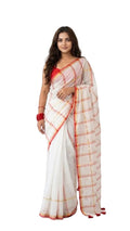 Multi Cotton Saree – Soft Lightweight , Red stripes