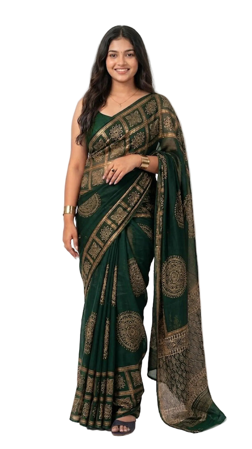 Elegant Printed Georgette Saree with Designer Border – Available in Black, Pink, Green & Grape vine (Includes Blouse)