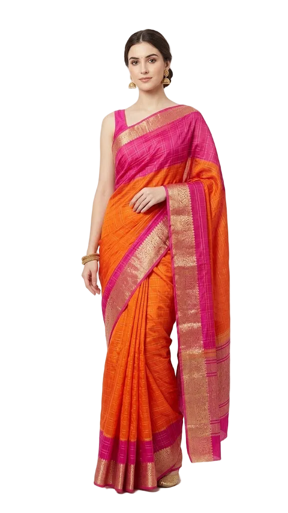Georgette Lightweight Saree with Zari Border & Matching Blouse