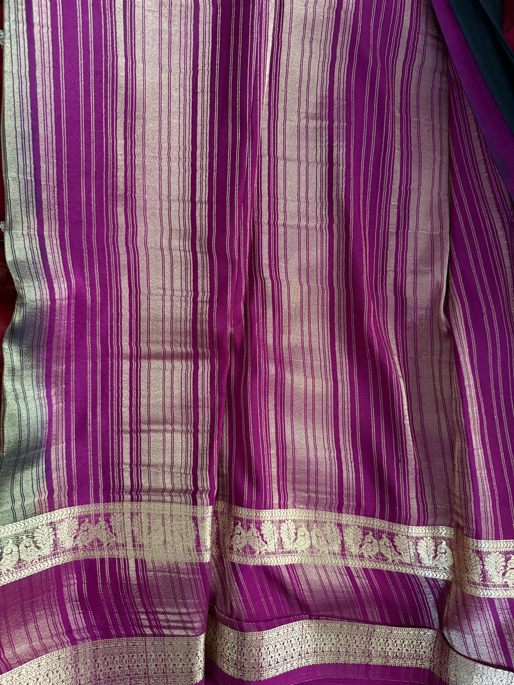 Premium Black Crepe Silk Saree with Rich Magenta Zari Border