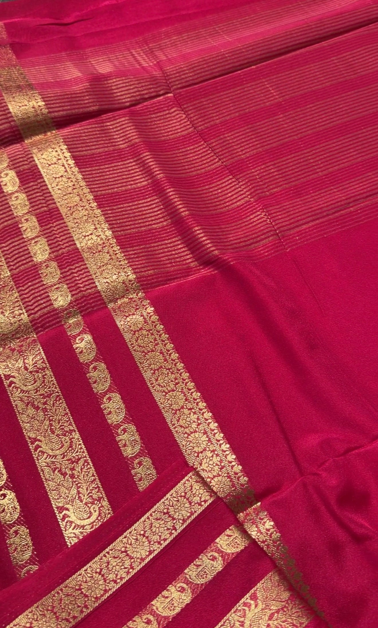 Premium Pink soft Crepe Silk Saree with Wide Zari Border & Designer Pallu