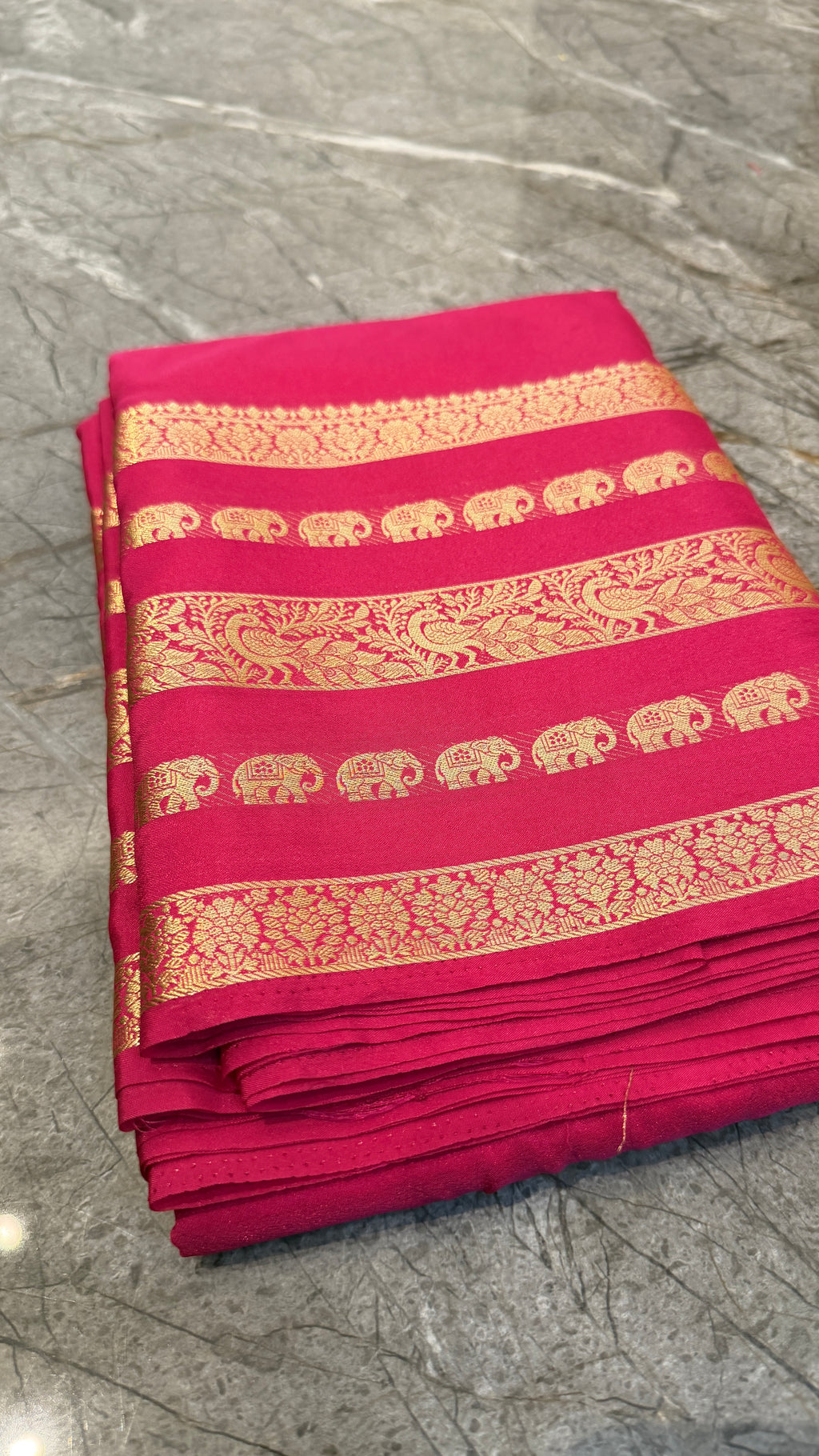 Premium Pink soft Crepe Silk Saree with Wide Zari Border & Designer Pallu