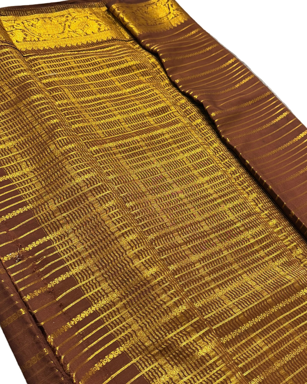 Elegant Brown & Gold Traditional Silk Saree with Rich Zari Work