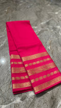 Premium Pink soft Crepe Silk Saree with Wide Zari Border & Designer Pallu