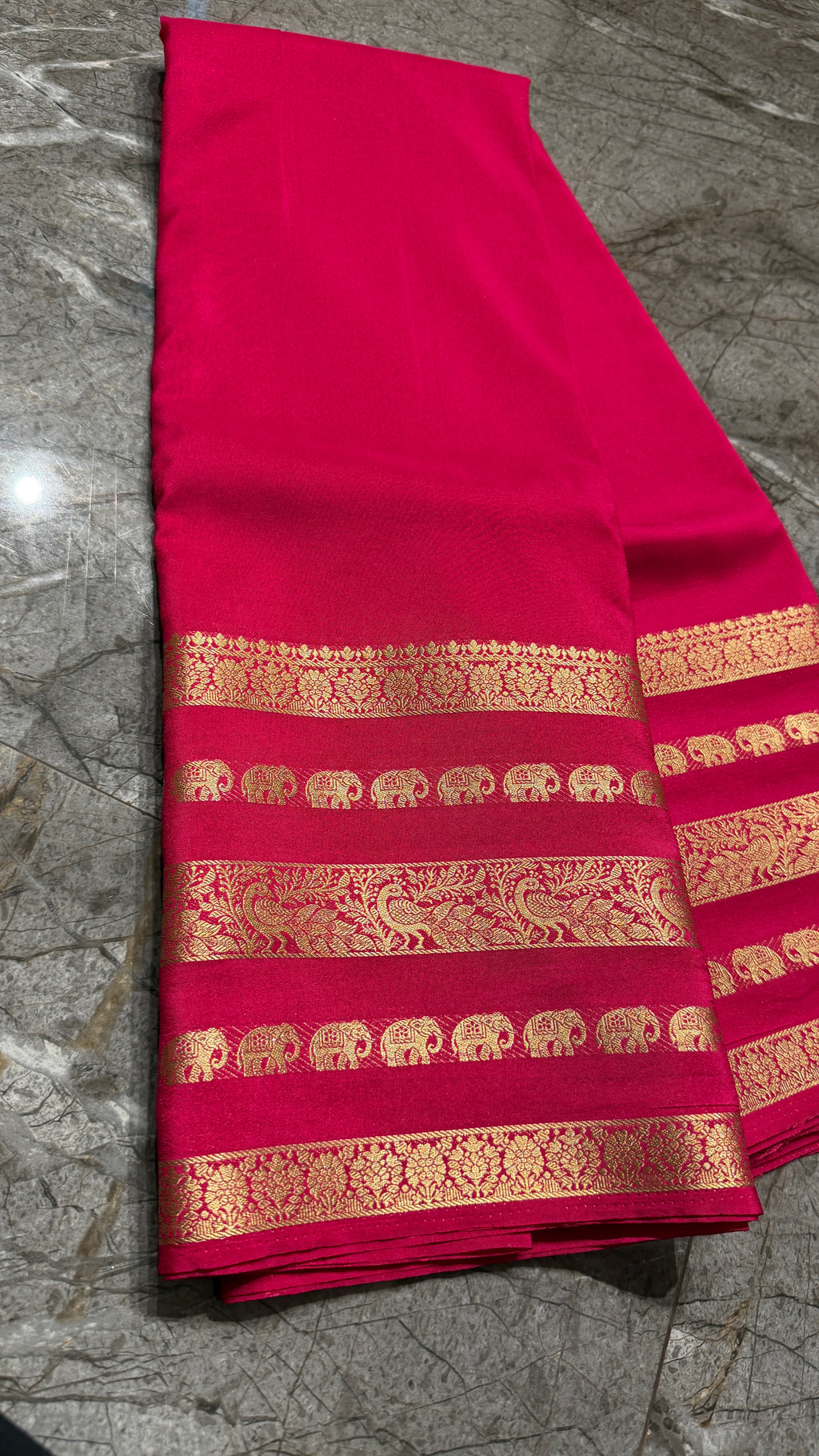 Premium Pink soft Crepe Silk Saree with Wide Zari Border & Designer Pallu
