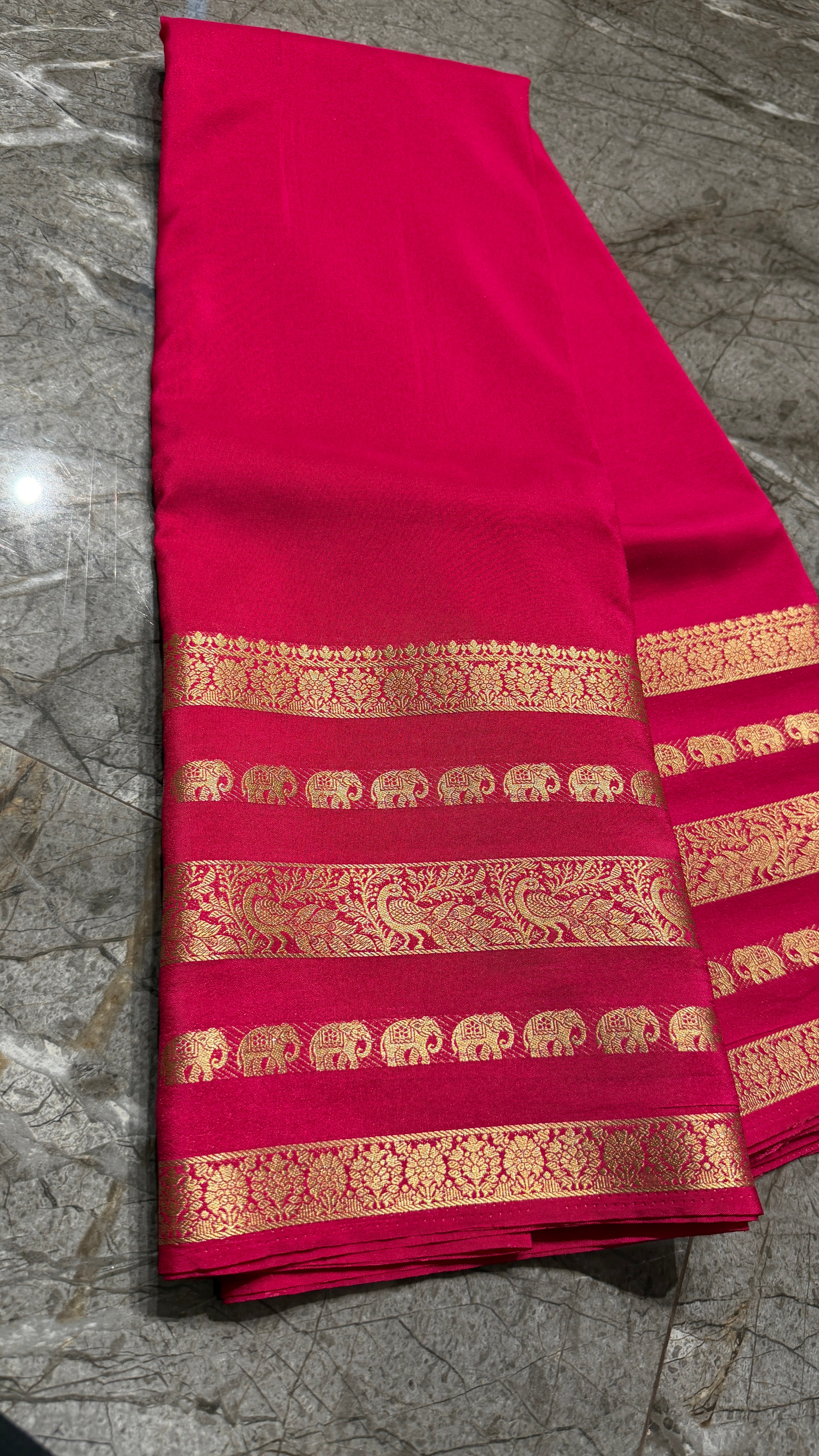 Premium Pink soft Crepe Silk Saree with Wide Zari Border & Designer Pallu
